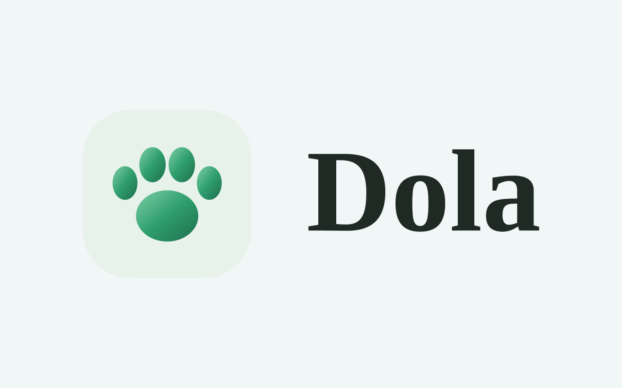 Dola logo with its paw-print emblem